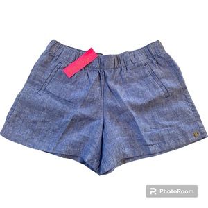 Lilly Pulitzer NWT Lilo Linen Shorts Beckon Blue Size L
